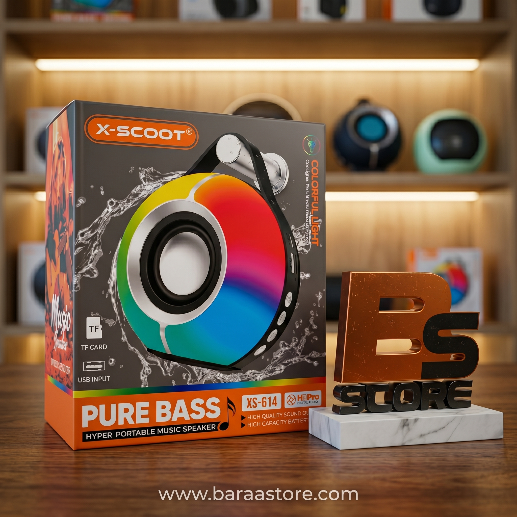 مكبر صوت محمول X-SCOOT XS-614 بإضاءة ملونة وتقنية Pure Bass