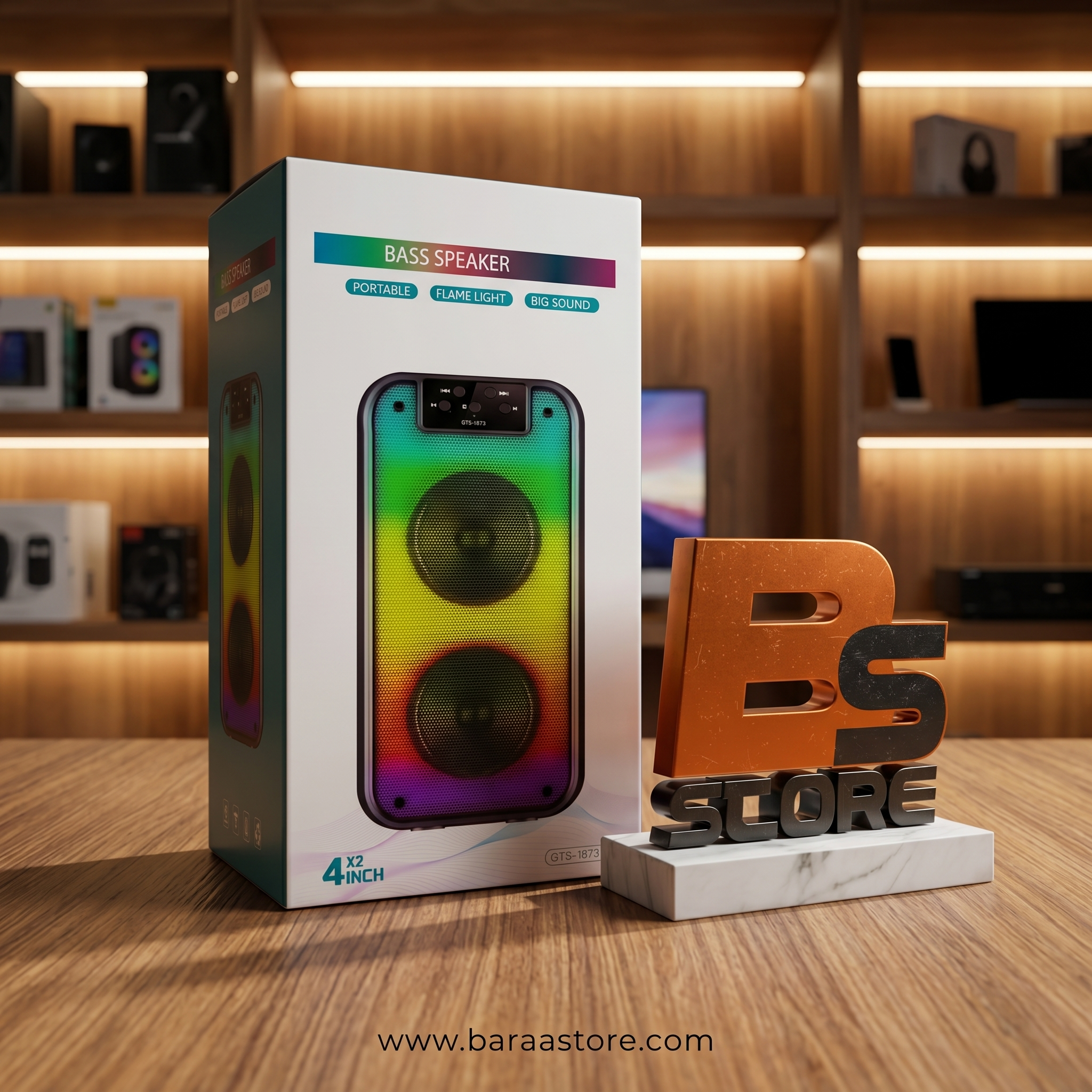 مكبر صوت الحفلات المزدوج GTS-1873 – صوت ضخم (Big Sound) وإضاءة تفاعلية