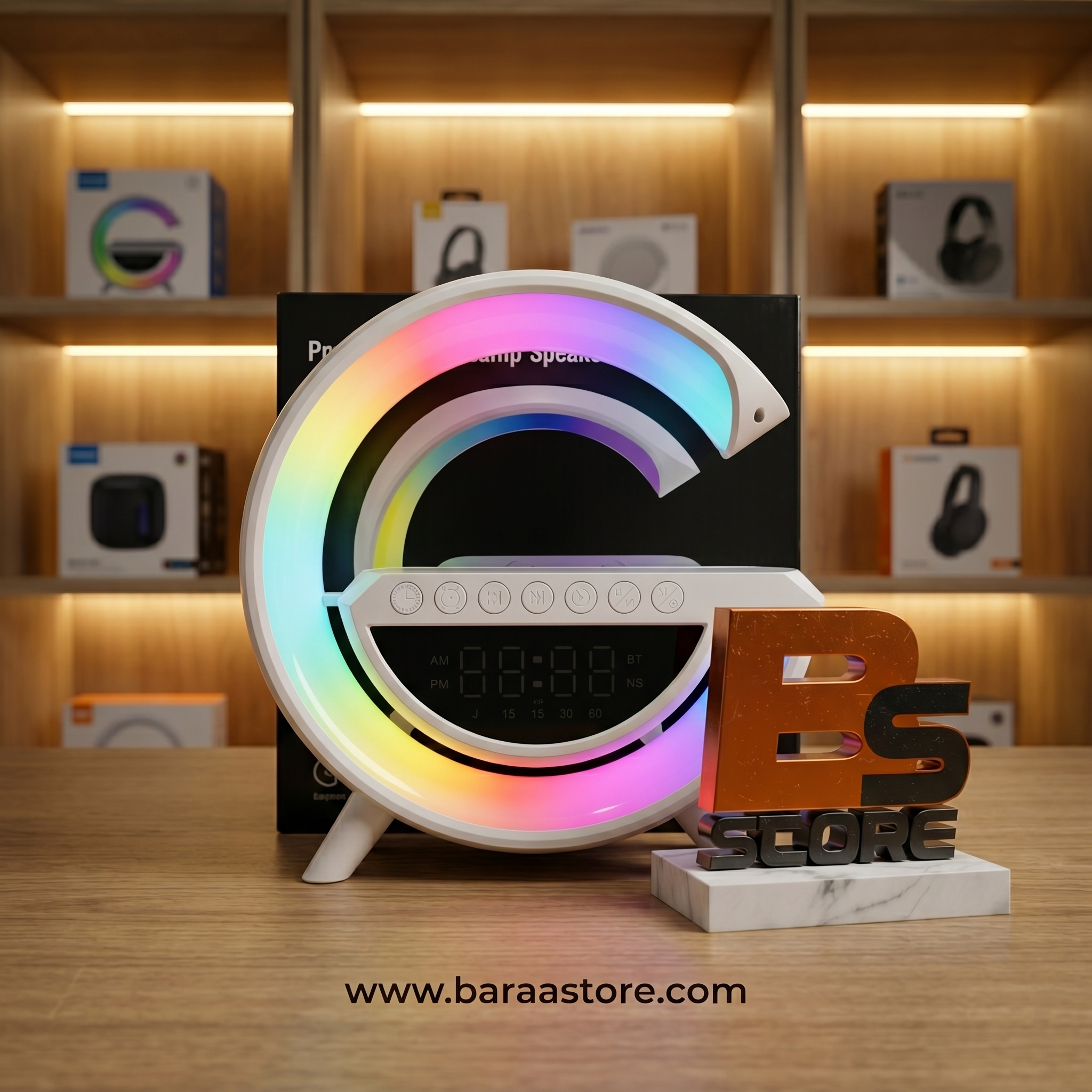 الأبجورة الذكية G-Shape المتعددة الوظائف – مكبر صوت، إضاءة RGB