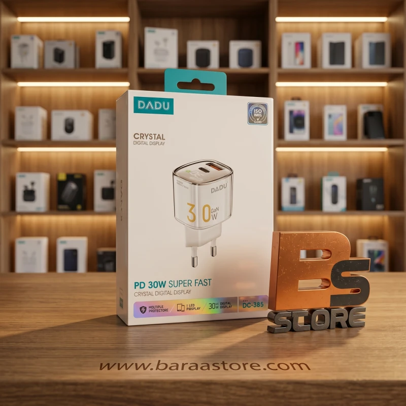 شاحن DADU Crystal الذكي بقوة 30W - شاشة ديجيتال وتقنية GaN - موديل DC-385